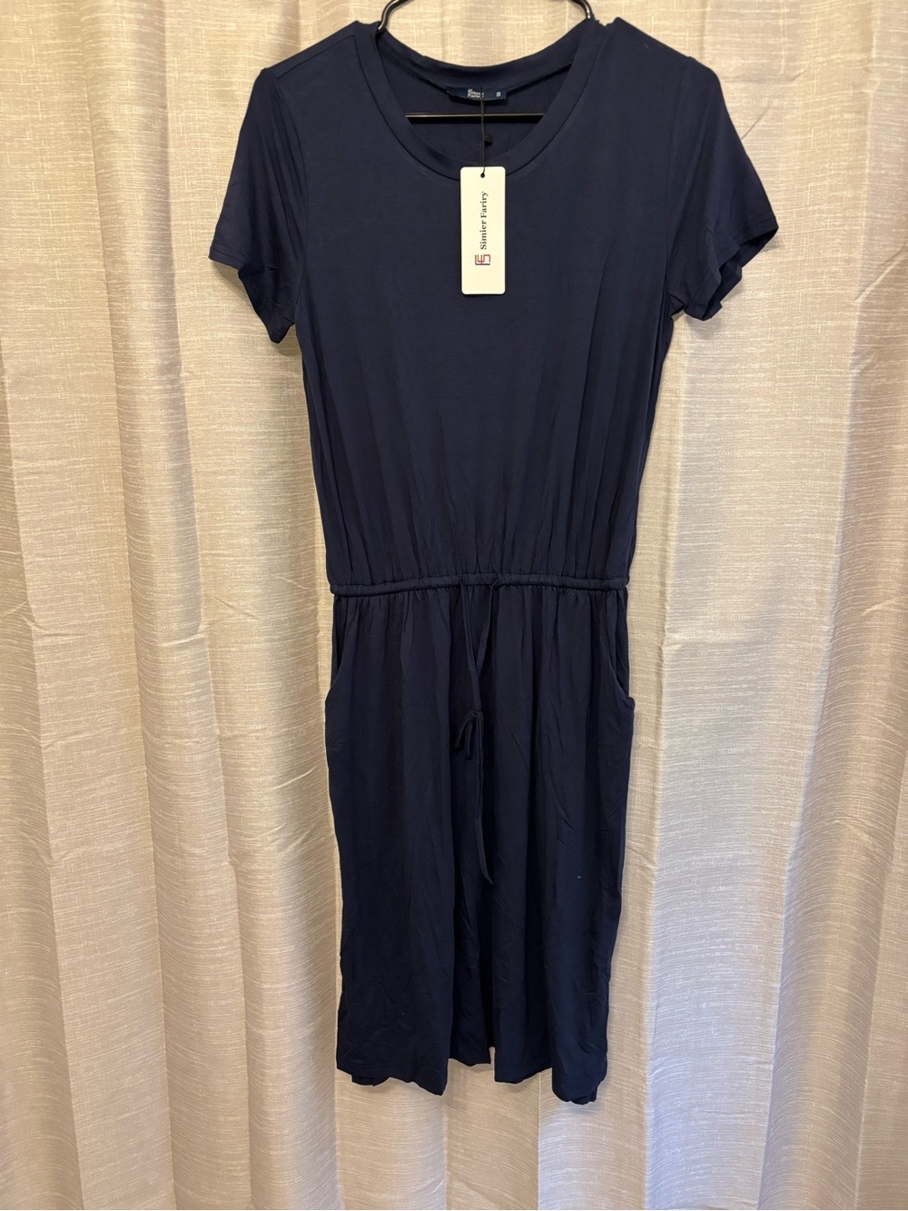 Everyday Navy Drawstring Waist Mini Dress